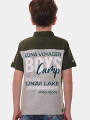 Boys Half Sleeves Stretchable Cotton Dark Olive Green Shirt with Box Pocket Flap and Sleeve Tabs – Perfect for Every Occasion